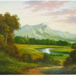Andrew Kurtis, oil on canvas, extensive landscape, 24" x 36", framed