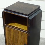 An Art Deco macassar ebony and coromandel bedside cupboard, height 35.5"