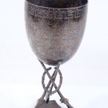A large Victorian silver London Rifle Brigade D Company Challenge Cup trophy, with engraved Greek