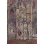 A B Furneaux, watercolour, cathedral interior, 22" x 16", framed