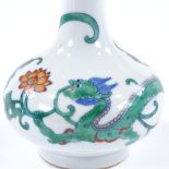 A Chinese porcelain narrow-necked vase, with hand painted dragon design and 6 character mark, height