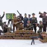 A collection of die cast soldiers, boxed Britains spotting chair and observer etc