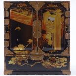 A Japanese Meiji period gilded and lacquered cabinet, width 32cm, height 35cm