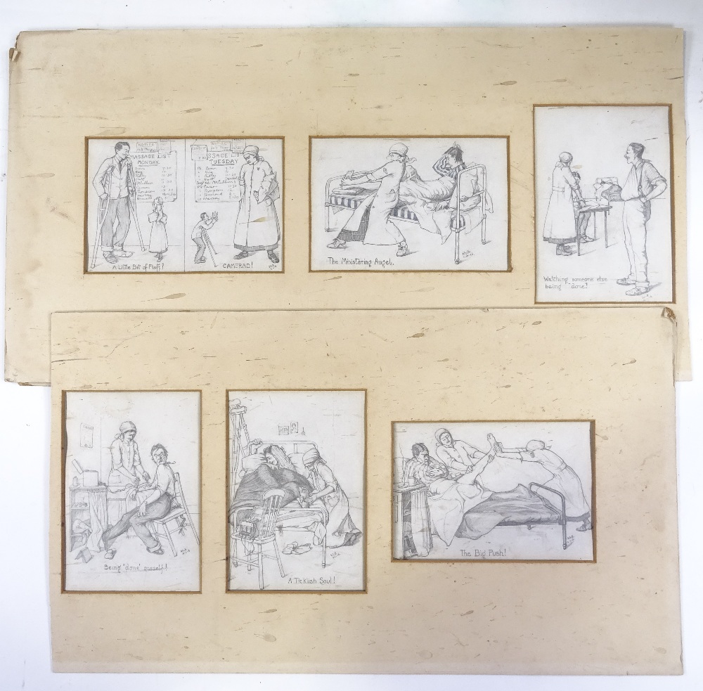 D G Bliss, a group of First War Period pencil sketches, studies of military field hospitals 1916 - Image 2 of 4