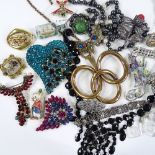 Various costume jewellery, including Butler & Wilson brooches, Norwegian sterling silver and