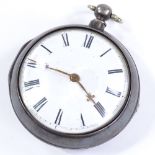 A Georgian silver pair cased Verge pocket watch, by N Preston of London, movement no. 5367, outer