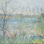 Marion Smith, oil on canvas, lake scene, 23" x 30", framed