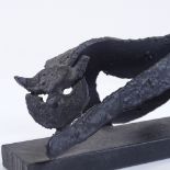 Jaro Svitorka Canada, handmade metal sculpture of a cat, original label, length 17cm, height 12.5cm