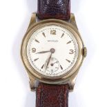 A Vintage 9ct gold Waverley Mechanical wristwatch, with subsidiary seconds dial, case width 30mm