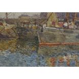 Joseph Hughes Clayton (1870 - 1930), 2 watercolours, George Docks Liverpool and Cemaes Bay, 9" x