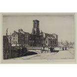 Sir Henry Rushbury, 3 etchings, city scenes, signed in pencil, framed (3)