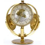 A good quality retro gilt-brass cased triple dial desktop clock / barometer / thermometer, clock