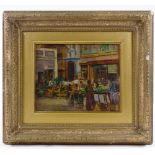Edgar Seligman (1867-1958), oil on board, a market Sevilla, 8.5" x 11", framed