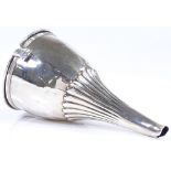 A George III silver wine funnel, of half fluted form with detachable strainer, by Henry Nutting,