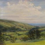 Late 19th / early 20th century English School, oil on canvas, extensive valley landscape,