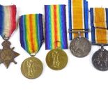 A trio of First War medals awarded to 2992 L G Wray Essex Regiment, and a pair of First War medals