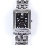 A Longines E F Co DolceVita Quartz wristwatch, stainless steel case with black dial and subsidiary