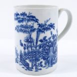 A large Worcester blue and white transfer decorated porcelain mug, with chinoiserie scenes, height