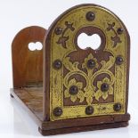 A Victorian brass-mounted walnut extending book rack