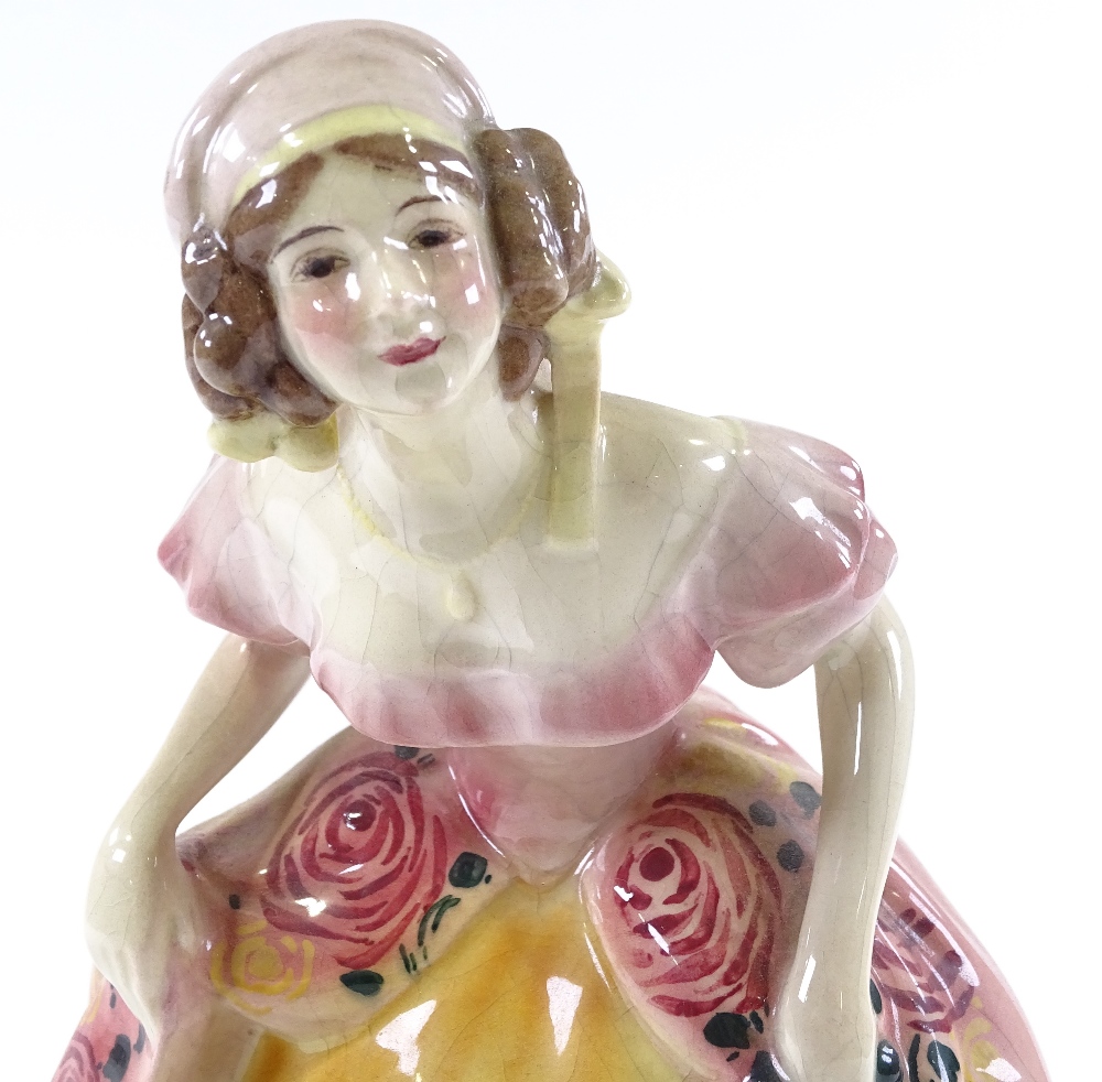 A Goldscheider pottery figure of a woman by Lindner, impressed pattern number 4712, height 22cm - Image 3 of 3
