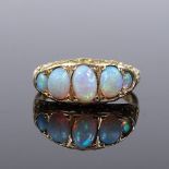 An 18ct gold 5-stone opal half-hoop ring, setting height 8.1mm, size K, 2.1g