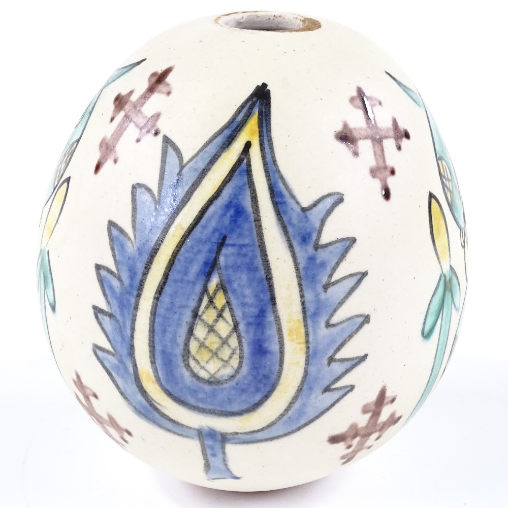 A Turkish hand painted ceramic ornamental egg, height 11cm - Image 2 of 3