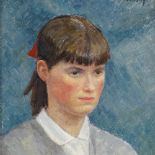 Phillip Naviasky (1894 - 1983), oil on board, portrait of a girl, 1959, 16" x 12", framed