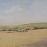 Henry John Sylvester Stannard (1870 - 1951), watercolour, summertime on Downland, 13" x 19", framed