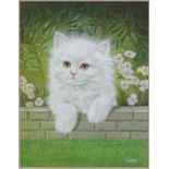 E Hyde, gouache study of a kitten, 12" x 9", framed