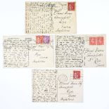 Paul Nash (1889-1946), 4 original handwritten postcards to Edward Burra, three with postmarks