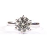 A 2.09ct solitaire diamond ring, 18ct white gold settings with 6-prong diamond settings, clarity
