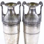 A pair of WMF electroplate 2-handled vases, height 40cm