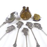 A group of items relating to the Artists Rifles, including silver teaspoons, trench art pocket