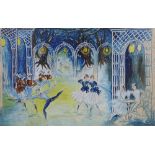 William Chappell, watercolour, ballet stage set and costume design, 19.5" x 30", framed, together
