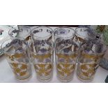 A set of gilded glass tumblers, 5.75"