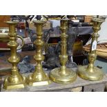 2 pairs of brass candlesticks, tallest 10.25"