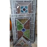 Various Antique leadlight stained glass panels, largest 31"