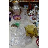 A silvered-glass vase, comports, crystal jars and covers etc