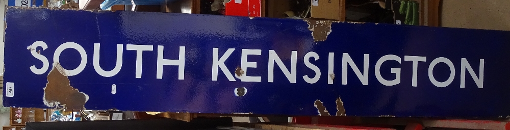 Vintage enamelled South Kensington sign, length 57"