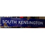 Vintage enamelled South Kensington sign, length 57"