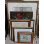 A pair of Chinese pictures on silk,pair of Indian pictures, watercolor etc.