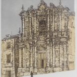 Richard Beer (1928 - 2017), coloured etching, Tarquinia, signed in pencil, plate size 20" x 15.5",