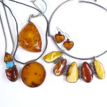 Various silver and amber jewellery, including necklaces and collars (5)