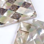 3 Victorian mother-of-pearl and abalone shell parquetry card cases, largest height 11cm (3)