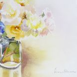 Karen Simmons, 2 watercolours, still life flowers, largest 16" x 18", framed (2)