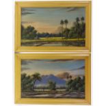 9 Oriental/Indian oils on canvas, landscape views, largest 16" x 20", framed (9)
