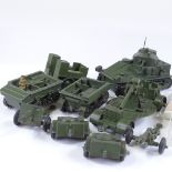 Diecast military vehicles and a collection of military collector's cards