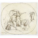 Attributed to Bartolomeo Pinelli (1781 - 1835), pencil/watercolour wash, study of Zeus and Venus,