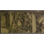 Alfred Palmer (1877 - 1951), charcoal on paper, study for a mural, Colonial scene, 13.5" x 47",