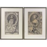 A group of 18th century portrait engravings, and 3 Italian Classical engravings, framed (11)